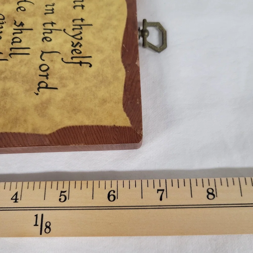 Vtg Psalms 37:4 Wood Plaque Wall Art Delight Thyself In The Lord Scripture Verse